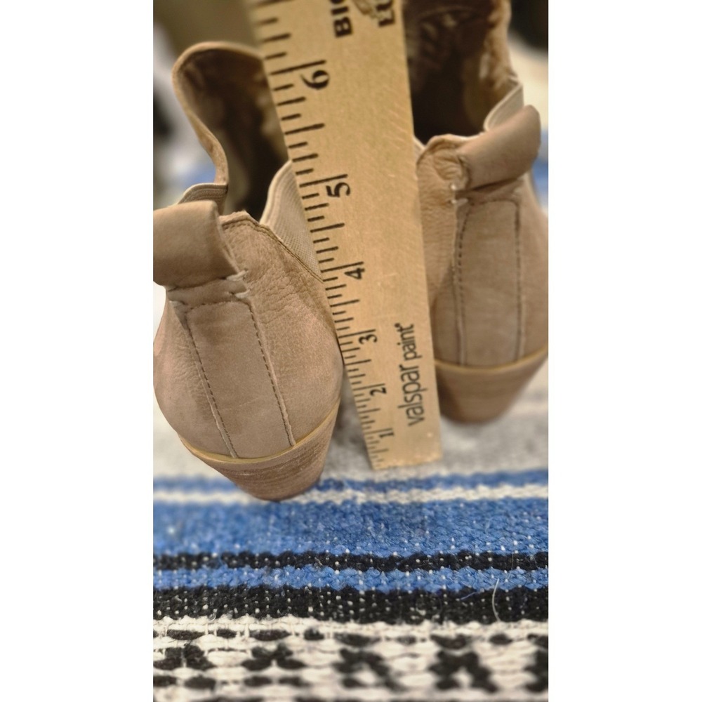 Taupe Suede Ankle Boots Pointed Toe Minimalist Chic Neutral Booties Size 8 - Picture 9 of 10